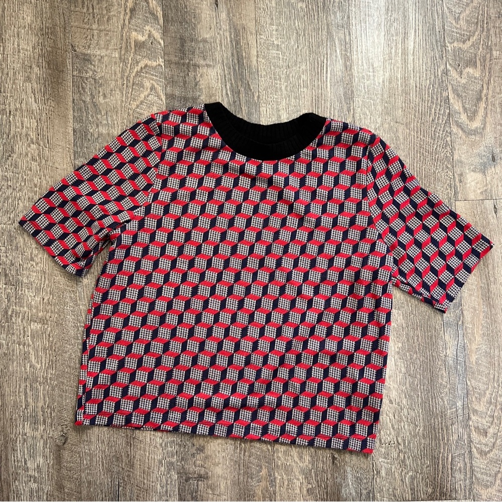 Top Shop Geometric Print Shirt size 10